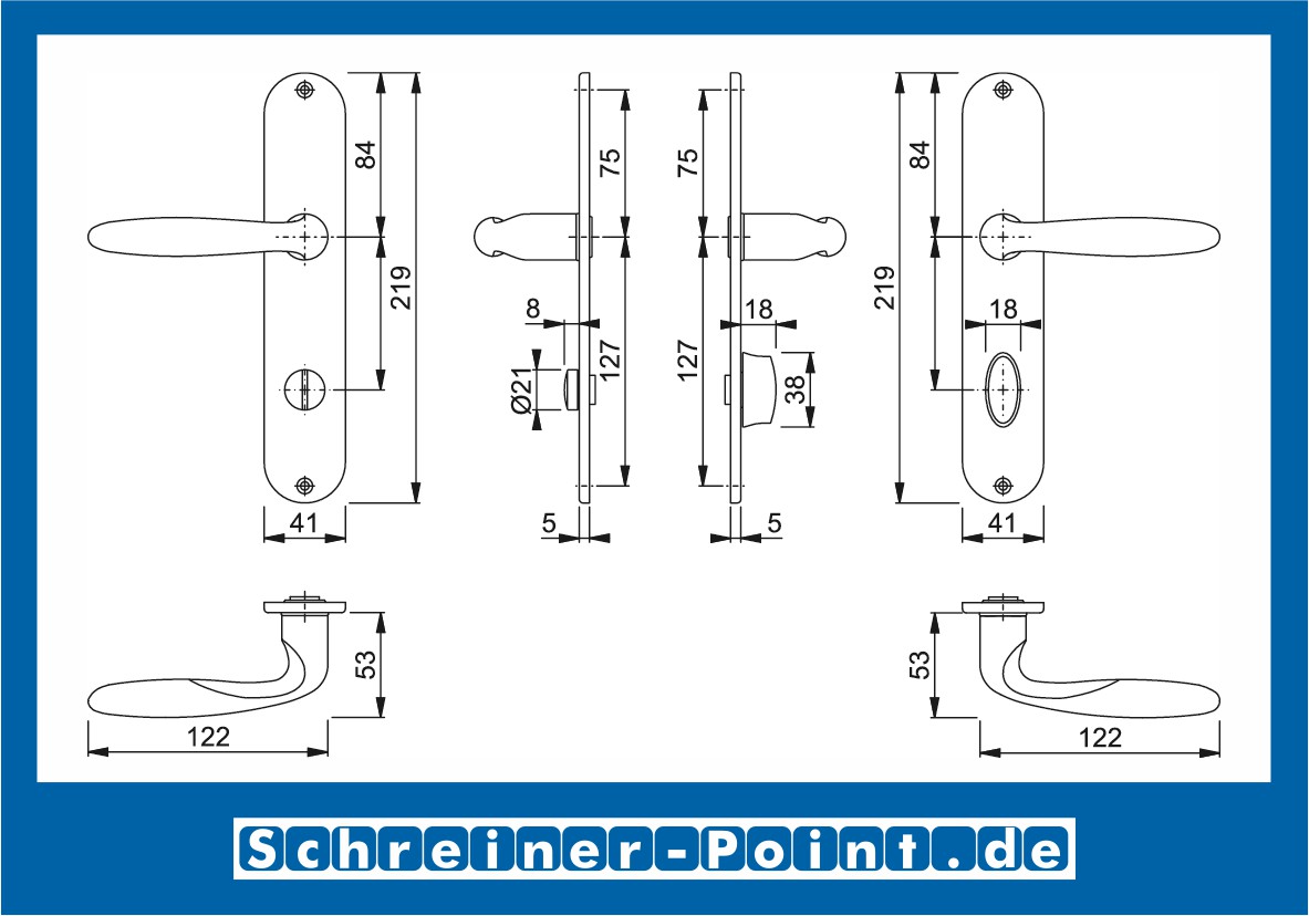 Hoppe Verona Messing verchromt F49 Langschildgarnitur M151/302, 2803641, 6375380, 2803691, 6991137, 2803755, 6492581, 2804424, 6375414